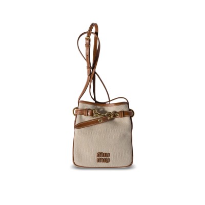 MIU MIU CANVAS AND LEATHER POUCH 5NR461 (19*17*4.5cm)